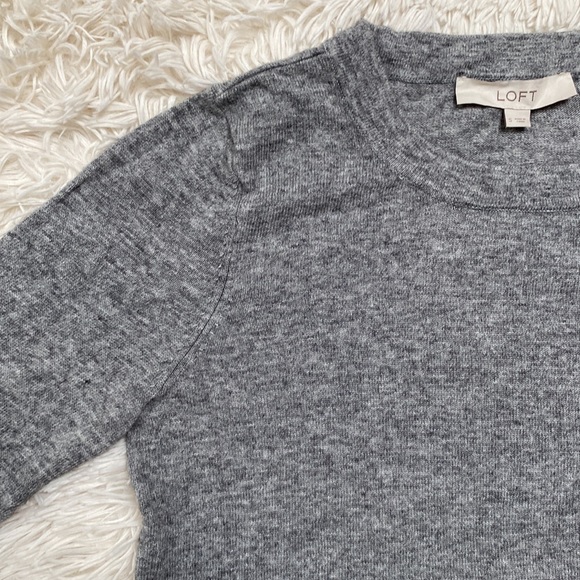 Loft Crewneck Tie Sleeve Sweater 💗 Gray - Picture 6 of 12